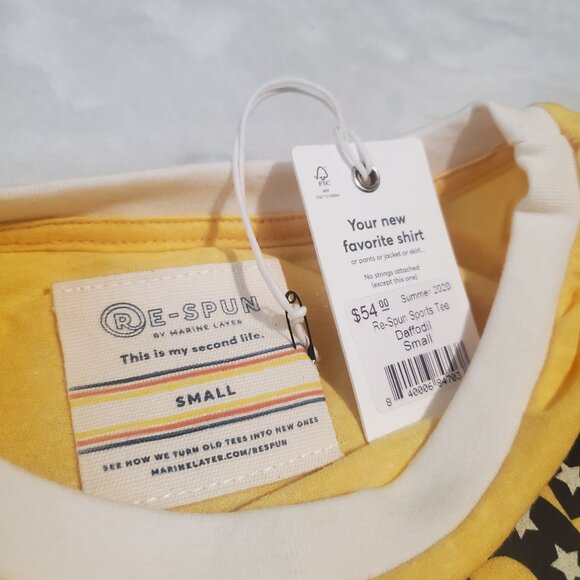 Re- Spun by Marine Layer womens tee shirt Sz small yellow graphic short sleeve - Picture 6 of 12